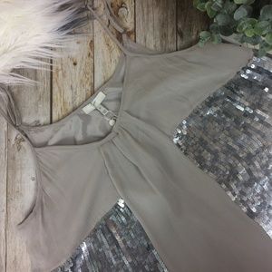 Joie Silvana Silver Sequin Tank Top NWT